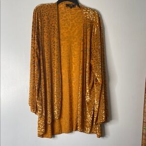 0255 lucky & blessed velvet burn out Leopard Print Kimono Cardigan size 2X